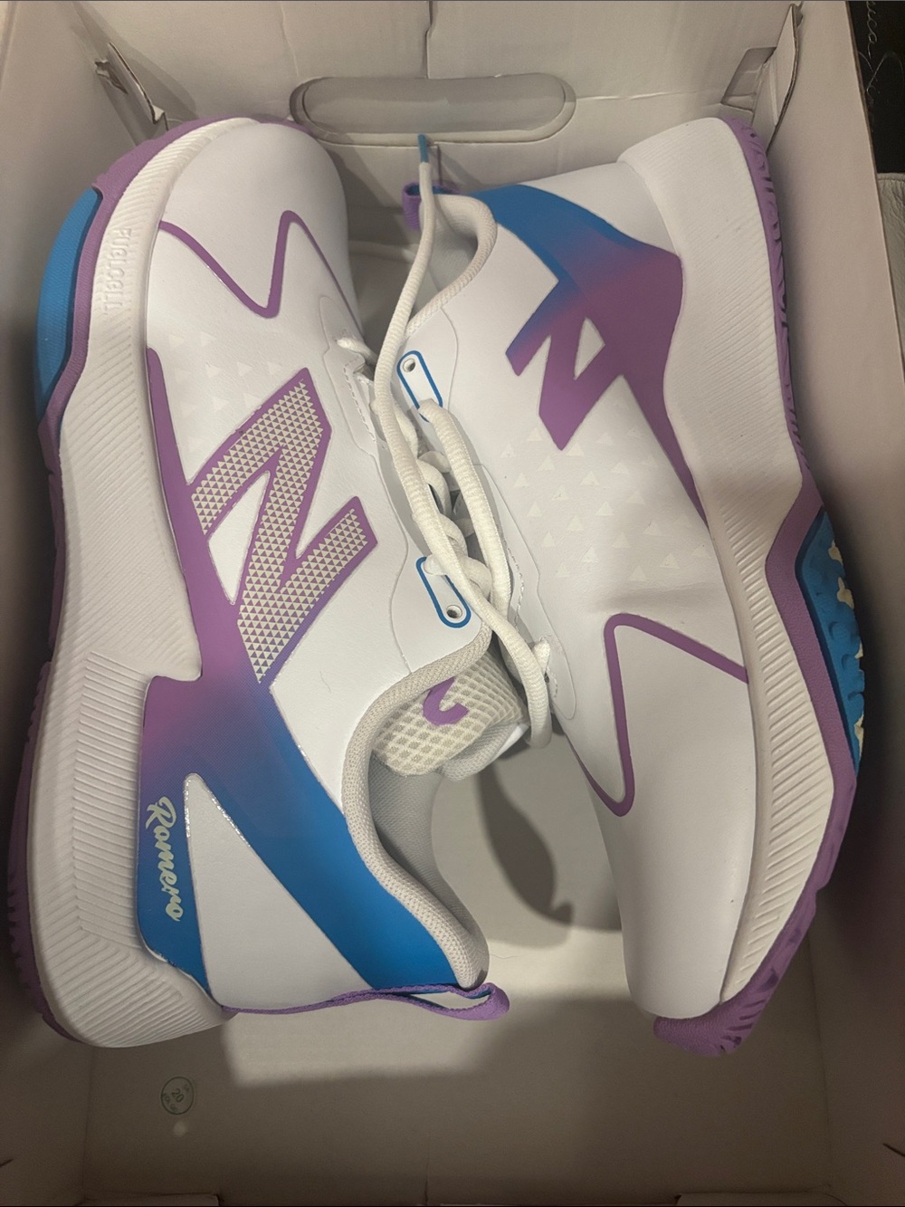 New Balance White Purple & Blue Sport Sneakers